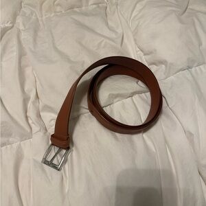 Classic Tan Leather Belt with Silver Buckle